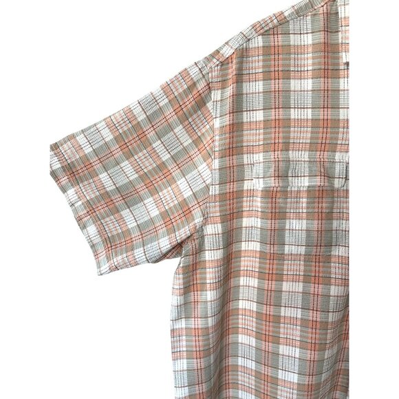 Tommy Bahama Shirt Mens Plaid 100% Silk Size XL Peach Gray Original Fit - Picture 3 of 9